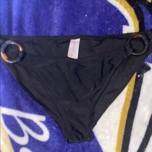 Black Bikini Bottom with Ring Accents